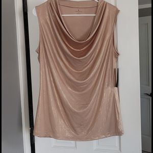 Gold cowl neck shimmery top